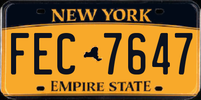 NY license plate FEC7647