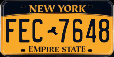 NY license plate FEC7648