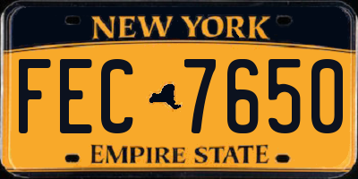 NY license plate FEC7650