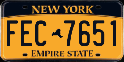 NY license plate FEC7651