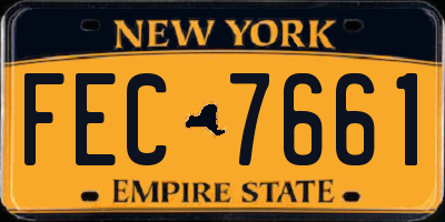 NY license plate FEC7661