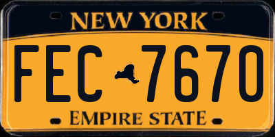 NY license plate FEC7670
