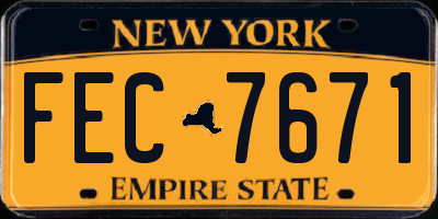 NY license plate FEC7671