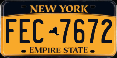NY license plate FEC7672