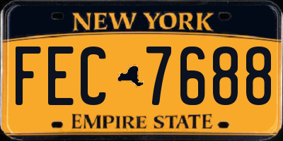 NY license plate FEC7688