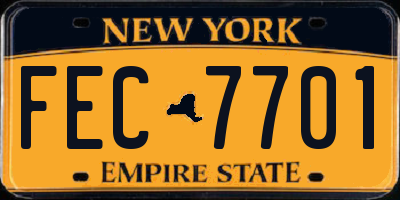 NY license plate FEC7701