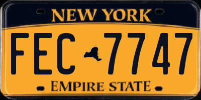 NY license plate FEC7747