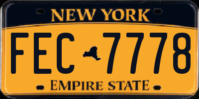 NY license plate FEC7778