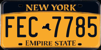 NY license plate FEC7785