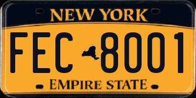 NY license plate FEC8001