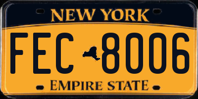 NY license plate FEC8006
