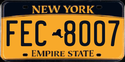 NY license plate FEC8007