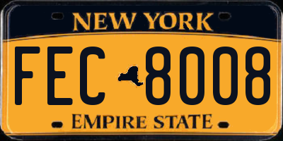 NY license plate FEC8008