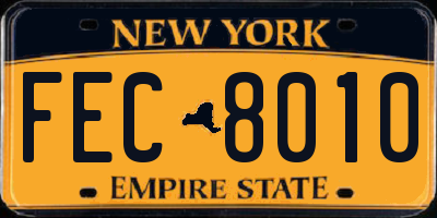 NY license plate FEC8010