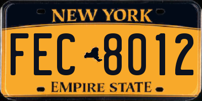 NY license plate FEC8012