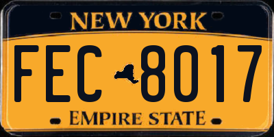 NY license plate FEC8017