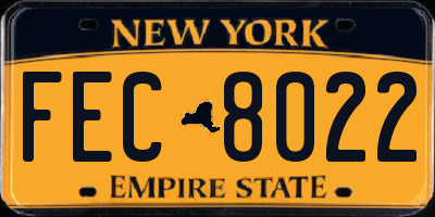 NY license plate FEC8022