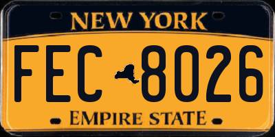 NY license plate FEC8026