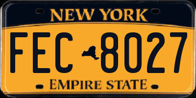NY license plate FEC8027