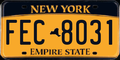 NY license plate FEC8031