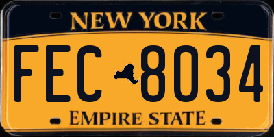 NY license plate FEC8034
