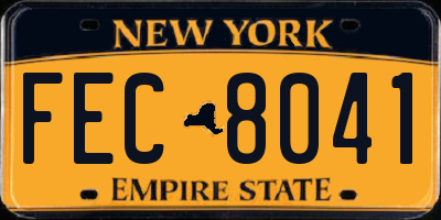 NY license plate FEC8041
