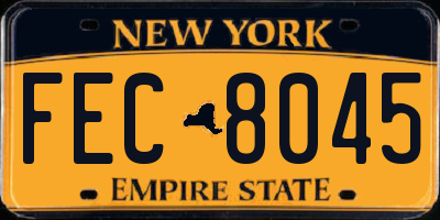 NY license plate FEC8045