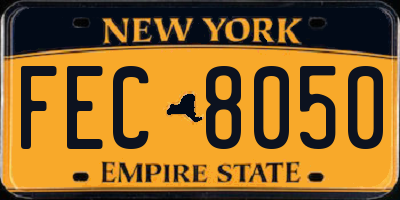 NY license plate FEC8050