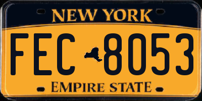NY license plate FEC8053