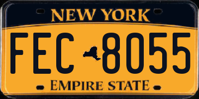NY license plate FEC8055