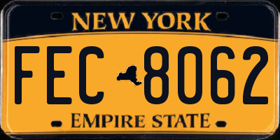 NY license plate FEC8062