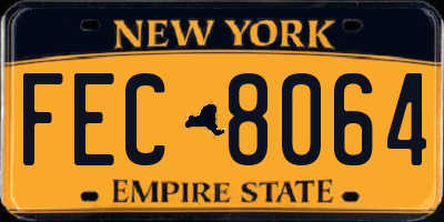 NY license plate FEC8064