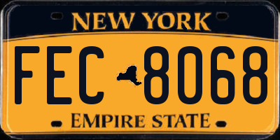 NY license plate FEC8068