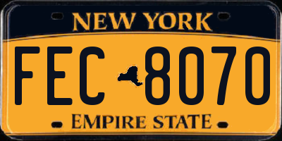NY license plate FEC8070