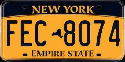 NY license plate FEC8074