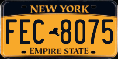 NY license plate FEC8075