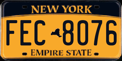 NY license plate FEC8076