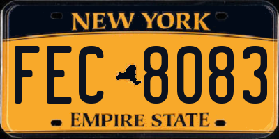 NY license plate FEC8083