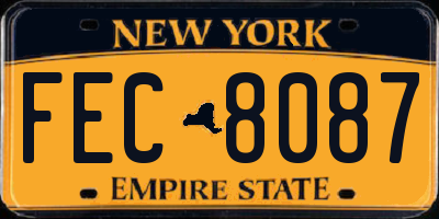 NY license plate FEC8087