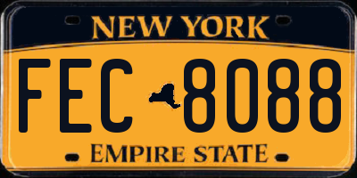 NY license plate FEC8088