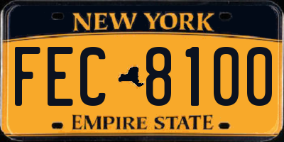 NY license plate FEC8100