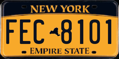 NY license plate FEC8101