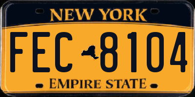 NY license plate FEC8104