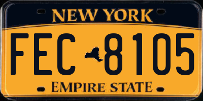 NY license plate FEC8105