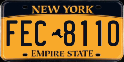 NY license plate FEC8110
