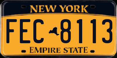 NY license plate FEC8113