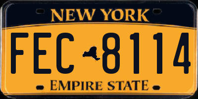 NY license plate FEC8114