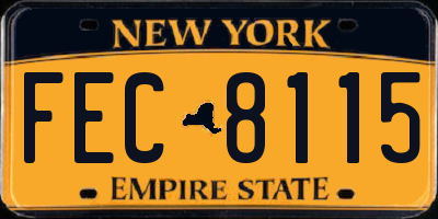NY license plate FEC8115
