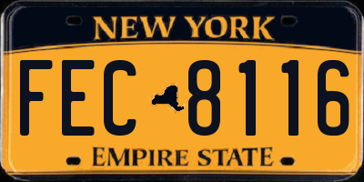 NY license plate FEC8116
