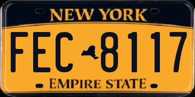 NY license plate FEC8117